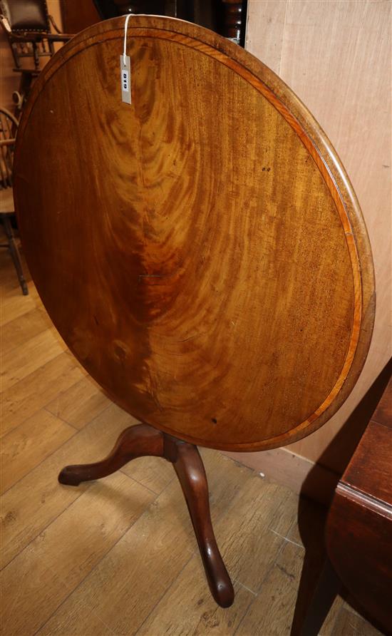 A late George III mahogany circular tilt top tea table Diameter 86cm